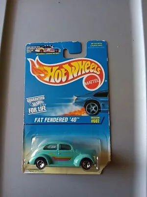 Vintage 1996 Blue Card Hot Wheels Fat Fendered 40' #607 Diecast Car 1/64 MOC • $0.99