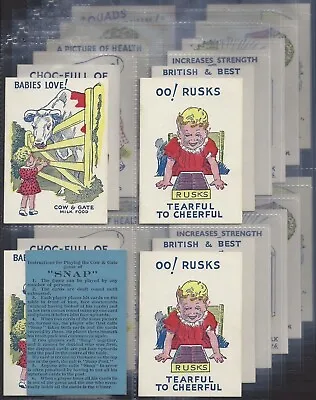 Cow & Gate-full Set- Advertisement Cards 1928 (game Of Snap Version 2 X24 Cards) • £14.99