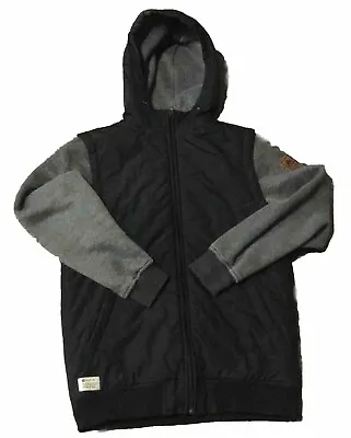 Men's Matix Quilted Zip Up Hoodie Jacket Black Gray Sz Small S • $18