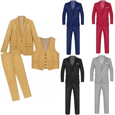 FEESHOW Men's 3 Piece Suit Slim Fit Jacket Vest Pants Set For Wedding Business • $39.73