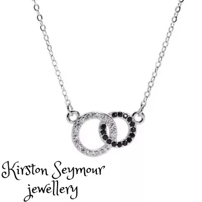 Crystal Circle Necklace 925 Stirling Silver In Gift Pouch Women Girl Jewellery  • £7.99