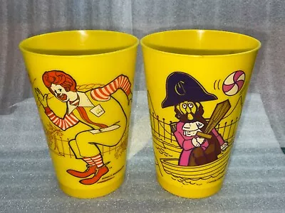 Lot Of 2 1978 Vintage Yellow Plastic Cup McDonalds Captain And Ronald Tumbler • $6