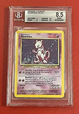 2000 Pokemon Base Set 2 #10 Mewtwo Holo Rare Pokemon TCG Card BGS 8.5 • $55