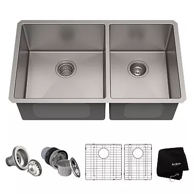 Kraus KHU103-33 32-3/4  Double Basin 16 Gauge Stainless Steel - Stainless Steel • $394.95