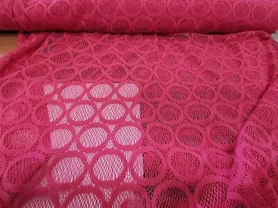 Circle Geometric Lace Netting Apparel Fabric Hot Pink  By The Yard • $8.99