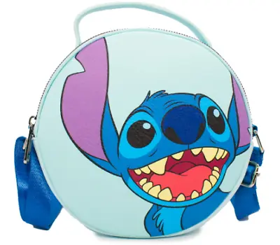 Lilo And Stitch Stitch Smiling Face Blue Round Crossbody Bag • $30