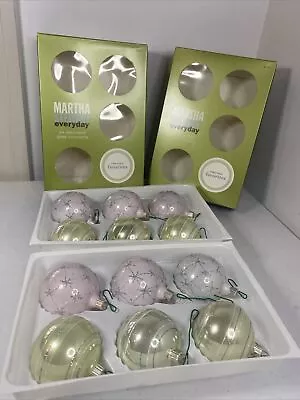 Martha Stewart Everyday 12 Glass Globe Christmas Ornaments  First Snowfall  • $19.99