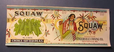 Wholesale Lot Of 25 Old - SQUAW PEAS - CAN LABELS - Centerville MD. - Indian  • $19.99