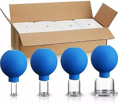 $12.89 • Buy Set 4 Cups Anti-Cellulite Facial Massage Cupping Set Vacuum Glass Cups Silicone 