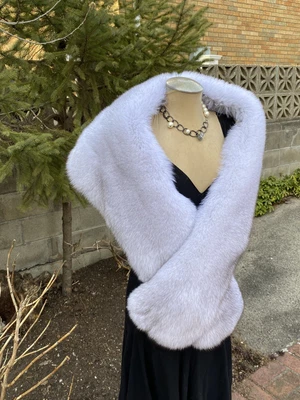 $395 • Buy Norwegian Real Blue Fox Fur Stole  Wrap Made In The USA