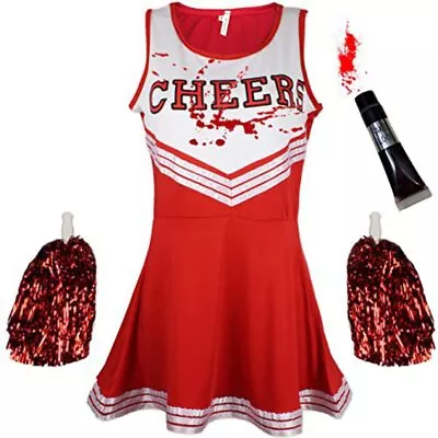 Zombie Cheerleader Costume With Blood Tube Dead Cheerleader Outfit For Women Or • £9.99