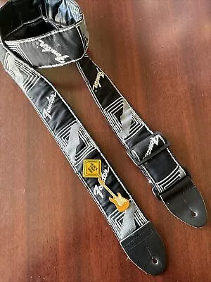 NEW Fender 2  Monogrammed Guitar Strap BLACK/LT GREY/DK GREY #099-0681-543 • $10