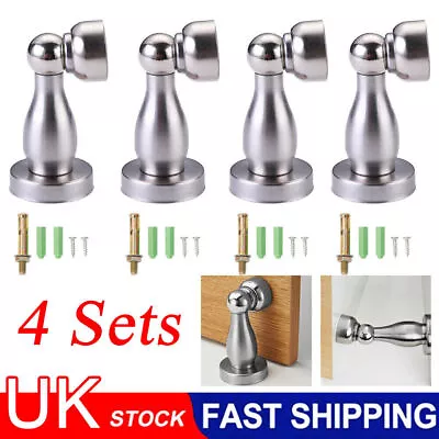 £6.59 • Buy 4x Magnetic Door Stop Holder Catch Stops Hook Wedge Stainless Steel Door Stopper