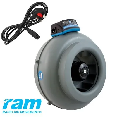 RAM In-line Duct Extractor Fan 4  5  6  8   Upto 1088 M3/hr Hydroponics UK Plug • £69.95