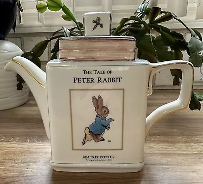 Beatrix Potter Peter Rabbit Book Themed Ceramic Teapot Mint Easter • $39.99