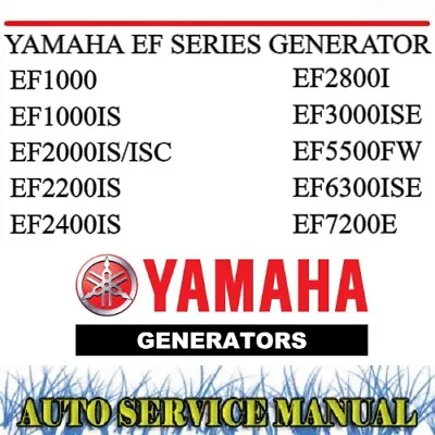 Yamaha Ef Series Generator Service Repair Parts & Owner's Manual~dvd • $19.99