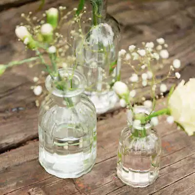 Various Ribbed Glass Bud Vases Vintage Bottle Wedding Table & Home Uk • £5.99