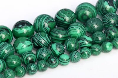 Synthetic Calsilica Beads Malachite Green Color Round Loose Beads 4/6/8/10/12MM • $3.05