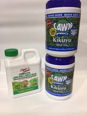 SPECIAL! Lawn Pro Kikuyu Lawn Seed 2 X 500gm With Free Lawn Grub & Beetle Killer • $75