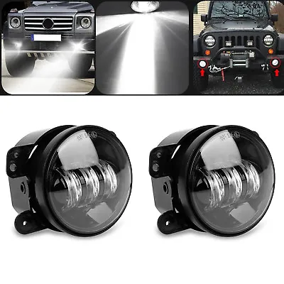 Pair 4  Inch Osram Round LED Fog Lights Driving Lamps For Jeep Wrangler JK TJ CJ • $36.40