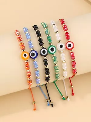 $3.69 • Buy Bead Evil Eye Bracelet Women Charm Lucky Charm Orange White Red Blue Black Green