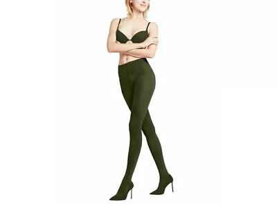 Falke Pure Forest Green Matt 50 DEN Women Tights RRP £25 • £6.25