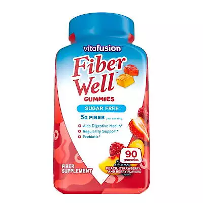 Vitafusion Fiber Well Sugar Free Fiber Supplement Gummies Fruit Flavored 90 Ct • $14.19