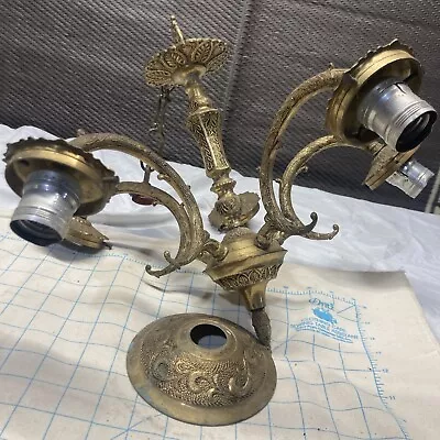 Antique Vintage Chandelier Deer Antler Brass Light Fixture Ceiling Lamp • $250