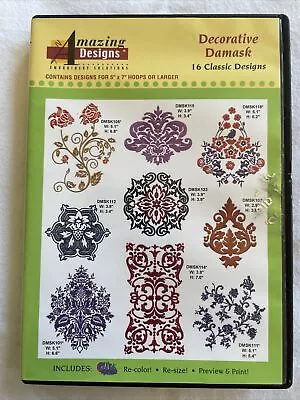 Amazing Designs Embroidery CD - Decorative Damask 16 Classic Designs - Pre Owned • $7.50