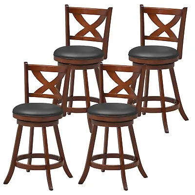 Set Of 4 Bar Stools 24  Classic Counter Height Swivel Chairs For Kitchen Pub • $269.99