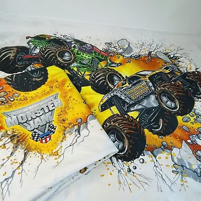 Monster Jam Set Two Pillow Case Kids Different Print On Each Side Standard 2012 • $24.99