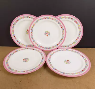 5 Minton Cake Dessert Plates For Spaulding Chicago Pink Edge Flowers • $83.15