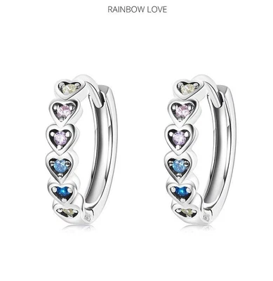 $27.50 • Buy Rainbow Love Hoop Earrings S925 Sterling Silver By Charm Heaven NEW