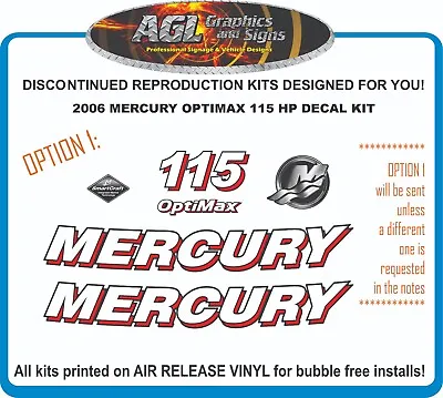 2006 Mercury Optimax 115 HP Reproduction Decal Kit 90 115 150 175 225 250 • $51.51