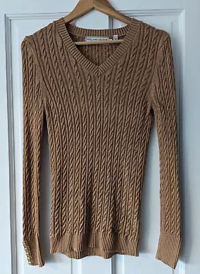 Holland Cooper Dark Camel Colour  Long Line V-neck Jumper Size XS • £37.40