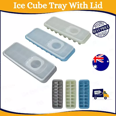 Ice Cube Tray With Lid Assorted Reusable Ice Cube Tray Easy Refill Stackable • $2.46