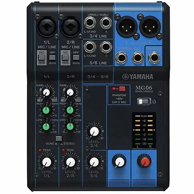 Yamaha MG06 6 Channel Live Studio Stereo Mixer W 48V Phantom Power • $137.99