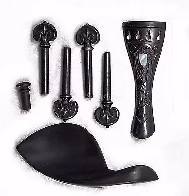 Ebony Violin Fitting Set:Pegs/Tailpiece/Chinrest/Endpin • $69.99