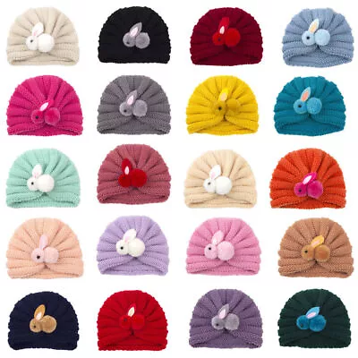 Knitted Winter Baby Hat For Girl Boy Candy Color Bonnet Infant Beanie Turban Hat • $11.65