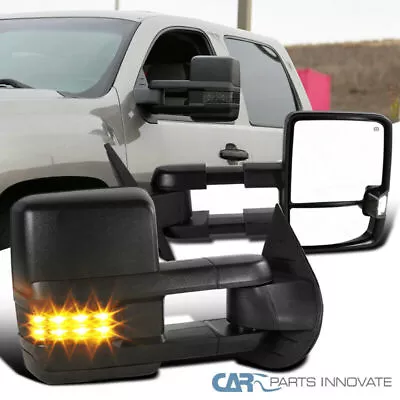 Fits 2007-2013 Chevy Silverado Sierra Power Heated Tow Mirrors+Smoke LED Signal • $107.06