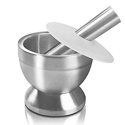 Mortar And Pestle Stainless Steel Pestal Set Grind Food Herbs Spice Heavy Duty • $24.83