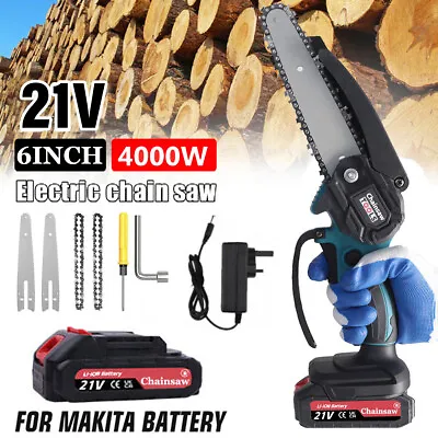 4000W Cordless Chainsaw 6'' Electric One-Hand Saw Wood Cutter For Makita 21V • £18.99