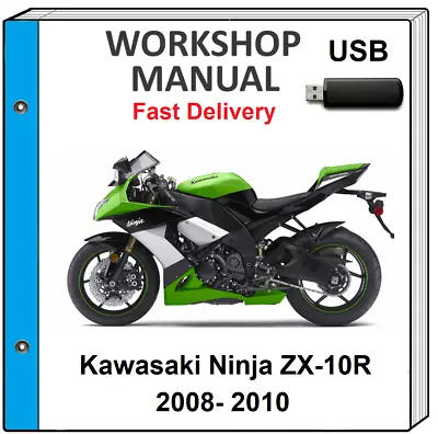 Kawasaki Ninja Zx10r Zx-10r 2008 2009 2010 Service Repair Shop Manual Usb • £14.46