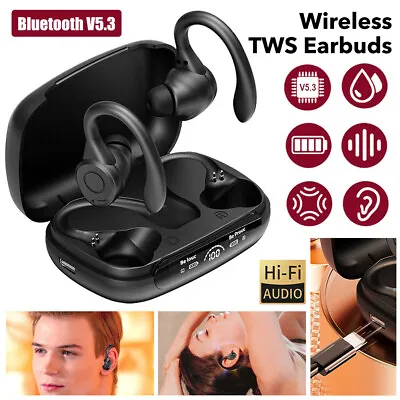Sweatproof Wireless Bluetooth5.3 Earphones Headphones Gym Sport Earbuds With Mic • $23.74