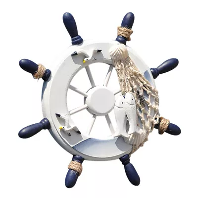 Nautical Steering Wheel Wall Decor Coastal Ship Wheel Ornament-MJ • £12.19