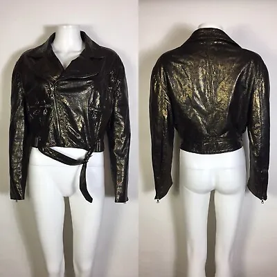 Rare Vtg Gianni Versace 1994 Metallic Python Print Faux Leather Jacket L • $508