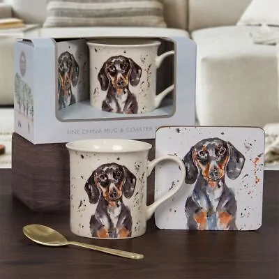 Dachshund Dog Mug & Coaster Set Man's Best Friend Fine China - Boxed Gift  • £10.99