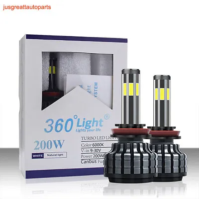 6 Sided LED Headlight Bulbs 9005/HB3/H10 Hi/Lo Beam Replacement Bulb 200W 6000k • $11.76