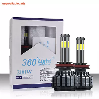 6 Sided LED Headlight Bulbs H7 Hi/Lo Beam Replacement Bulb 200W 2000ML 6000k • $11.76