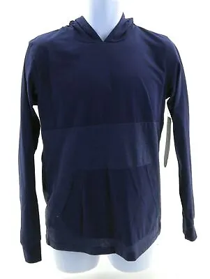IS Apparel Mens Navy Blue Long Sleeve Casual Hooded Pullover Shirt Size Small • $16.79